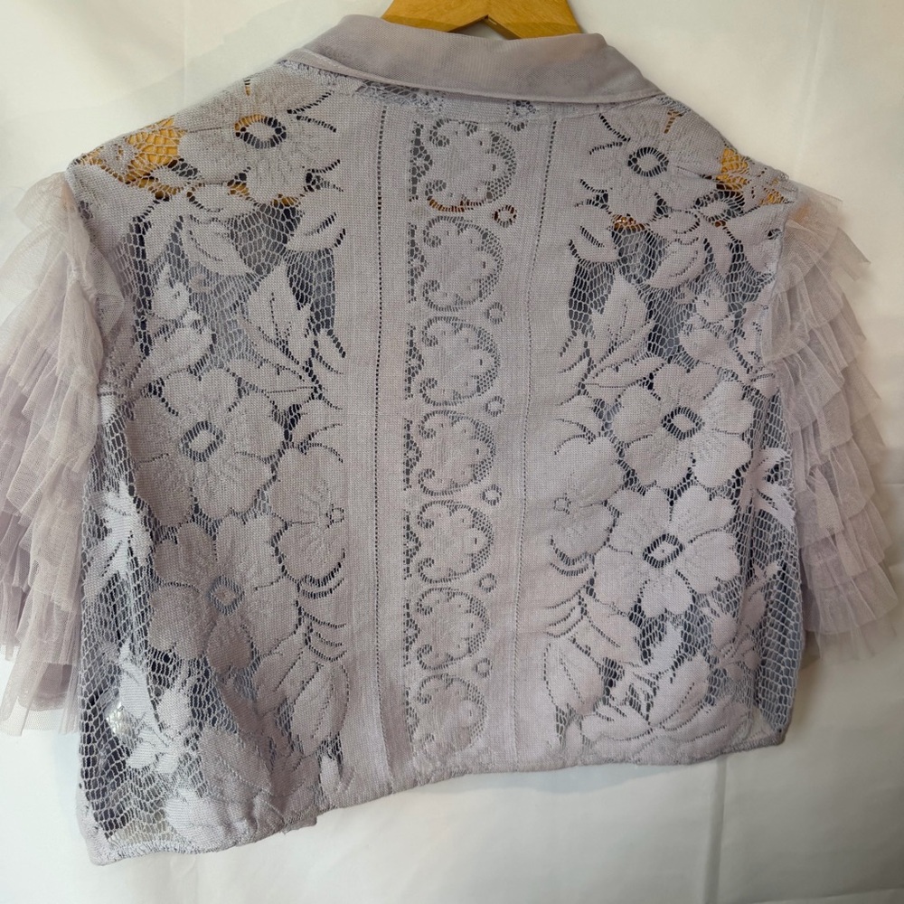 Free People Lavender Lace Cropped Jacket - Picture 2 of 4